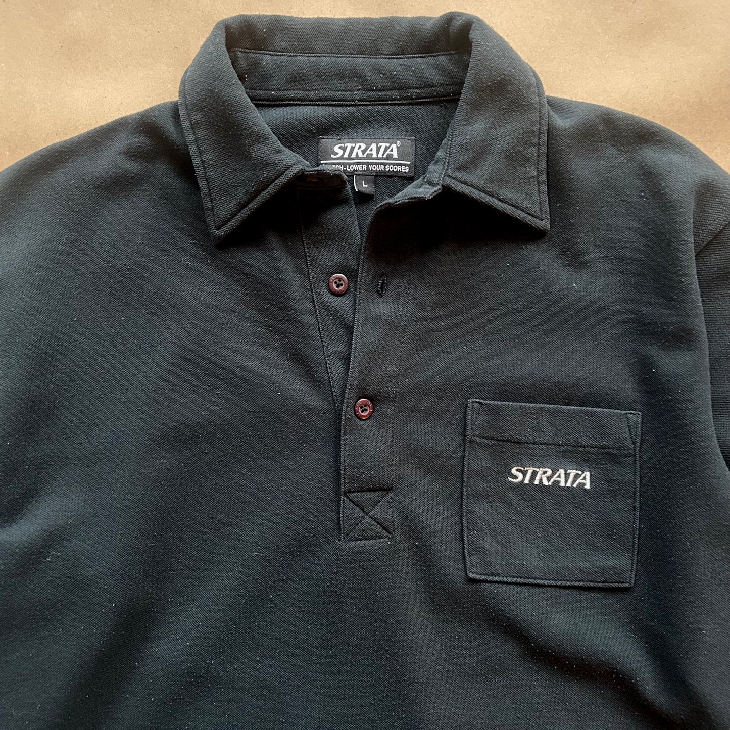 Strata Vintage Long Sleeve Polo Shirt (L)