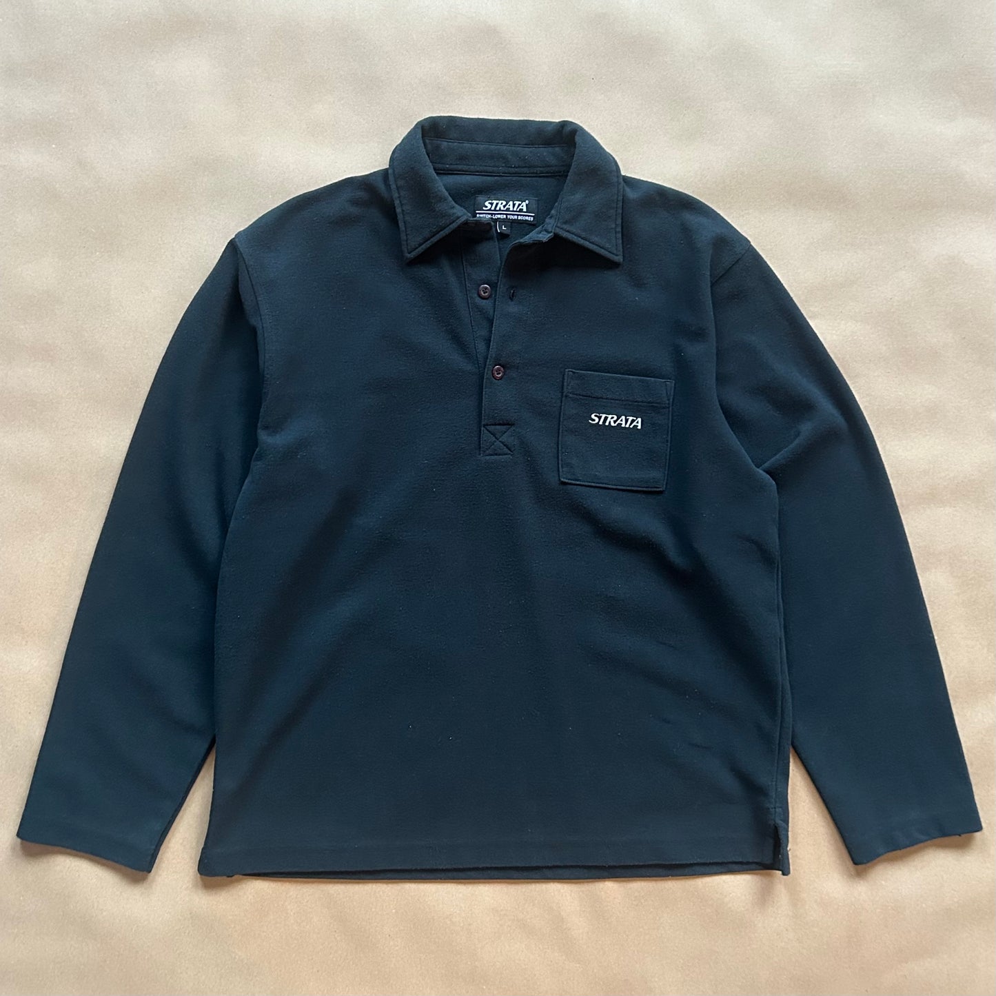 Strata Vintage Long Sleeve Polo Shirt (L)